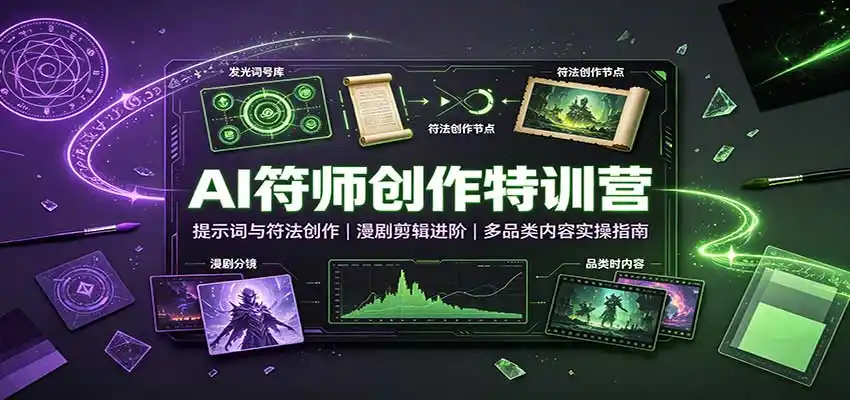AI符师创作特训营:提示词与符法创作,漫剧剪辑进阶,多品类内容实操指南-二当家网创资源站
