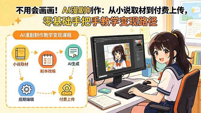 不用会画画！AI漫剧制作：从小说取材到付费上传，零基础手把手教学变现路径-二当家网创资源站