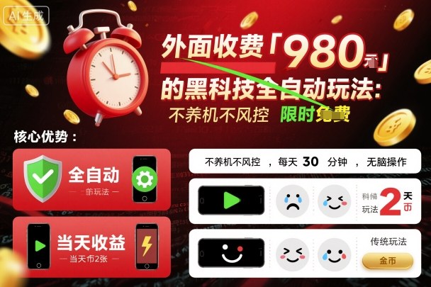 外面收费980的黑科技全自动玩法，不养机不风控，每天30分钟，无脑操作，当天收益2张【揭秘】-二当家网创资源站