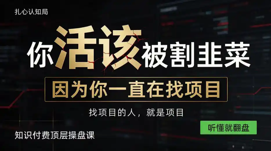 做项目不如卖项目，做知识付费自己当老板，知识付费顶层操盘课，听懂就翻盘【揭秘】-二当家网创资源站