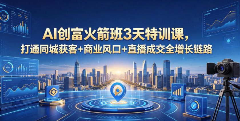 AI创富火箭班3天特训课，打通同城获客+商业风口+直播成交全增长链路，2026年4月新课-二当家网创资源站