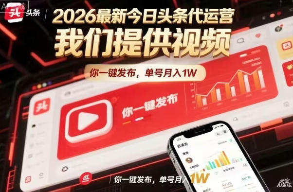 今日头条躺賺模式，你9我1，操作简单，一键发布，单机日入数百，长期合作【揭秘】-二当家网创资源站