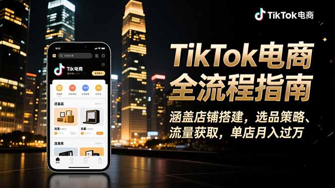 TikTok电商全流程指南,涵盖店铺搭建、选品策略、流量获取,单店月入过万-二当家网创资源站