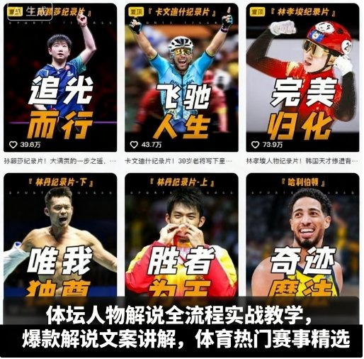 体坛人物解说全流程实战教学，爆款解说文案讲解，体育热门赛事精选-二当家网创资源站