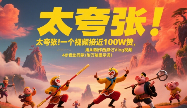 太夸张！一个视频接近100W赞，用AI制作西游记Vlog视频，全流程拆解来了(附万能提示词)-二当家网创资源站