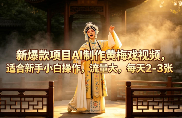 新爆款项目AI制作黄梅戏视频，适合新手小白操作，流量大，每天2-3张-二当家网创资源站