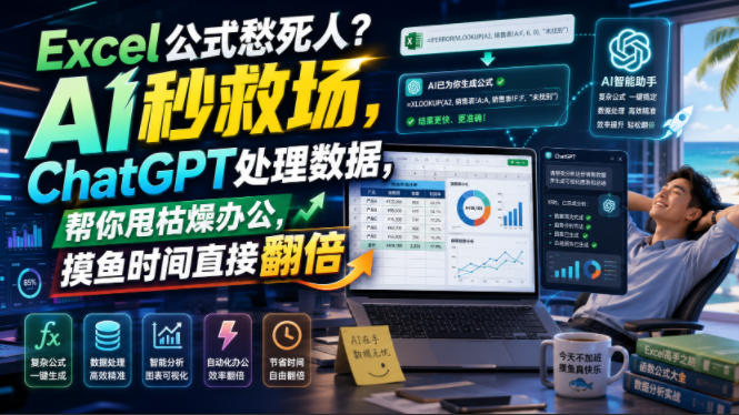 Excel公式愁死人？AI秒救场，ChatGPT处理数据，帮你甩枯燥办公，摸鱼时间直接翻倍【原创双语字幕】-二当家网创资源站