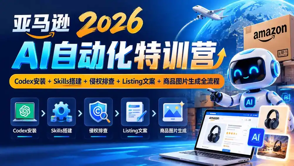 亚马逊2026AI自动化-10月特训营:Codex安装+Skills搭建+侵权排查+Listing文案+商品图片生成全流程-二当家网创资源站