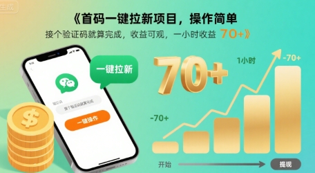 首码一键拉新项目，操作简单，接个验证码就算完成，收益可观， 一小时收益70+【揭秘】-二当家网创资源站
