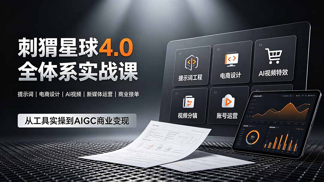 刺猬星球4.0全体系实战课,覆盖提示词工程、电商设计、AI视频特效与新媒体运营,一站式掌握AIGC商业核心技能-二当家网创资源站