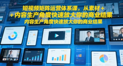 短视频矩阵运营体系课，从素材+内容生产角度快速放大你的商业结果-二当家网创资源站