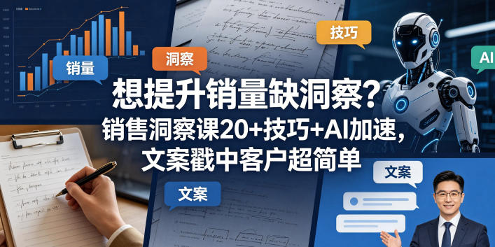 想提升销量缺洞察？销售洞察课20+技巧+AI加速，文案戳中客户超简单【原创双语字幕】-二当家网创资源站