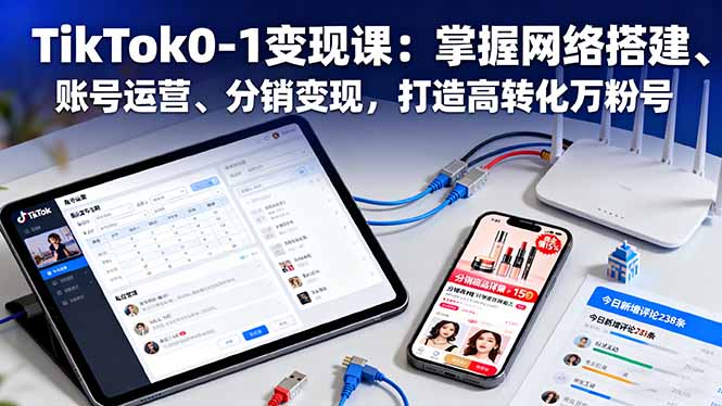 TikTok0-1变现课：掌握网络搭建、账号运营、分销变现，打造高转化万粉号-二当家网创资源站