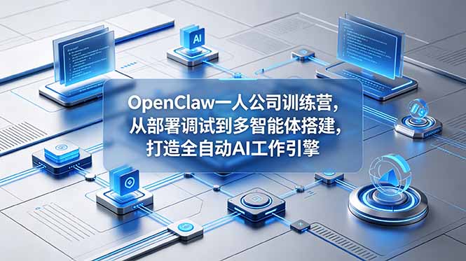 OpenClaw 一人公司训练营，从部署调试到多智能体搭建，打造全自动 AI 工作引擎-二当家网创资源站