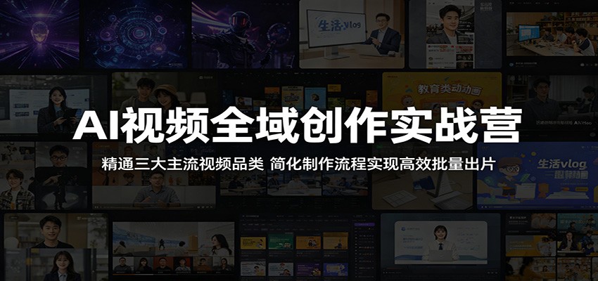 AI视频全域创作实战营：精通三大主流视频品类，简化制作流程实现高效批量出片-二当家网创资源站