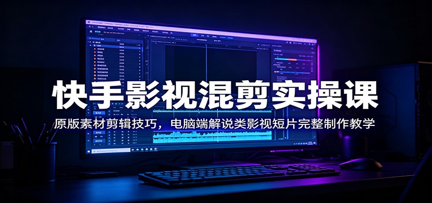 快手影视混剪实操课:原版素材剪辑技巧,电脑端解说类影视短片完整制作教学-二当家网创资源站