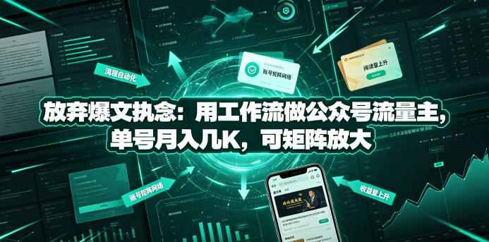放弃爆文执念：用工作流做公众号流量主，单号月入几K，可矩阵放大-二当家网创资源站