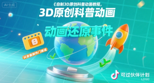 自制3D原创科普动画教程，动画还原事件，抖音最新热门赛道，可过伙伴计划-二当家网创资源站