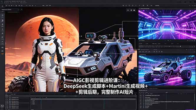 AIGC影视剪辑进阶课：DeepSeek生成脚本+Martini生成视频+剪辑后期，完整制作AI短片-二当家网创资源站