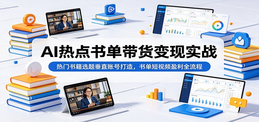 AI热点书单带货变现实战:热门书籍选题垂直账号打造,书单短视频盈利全流程-二当家网创资源站