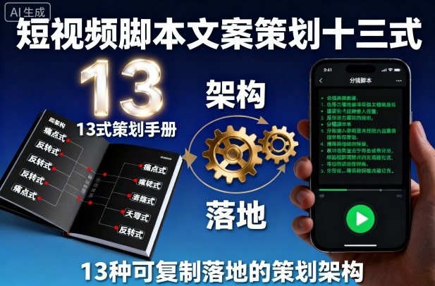 短视频脚本文案策划十三式，13种可复制落地的策划架构-二当家网创资源站