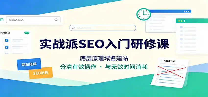 实战派SEO入门研修课：底层原理域名建站，分清有效操作与无效时间消耗-二当家网创资源站