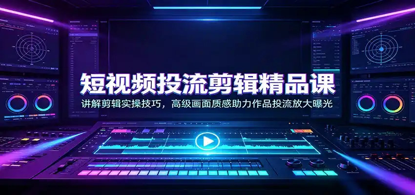 短视频投流剪辑精品课:讲解剪辑实操技巧,高级画面质感助力作品投流放大曝光-二当家网创资源站