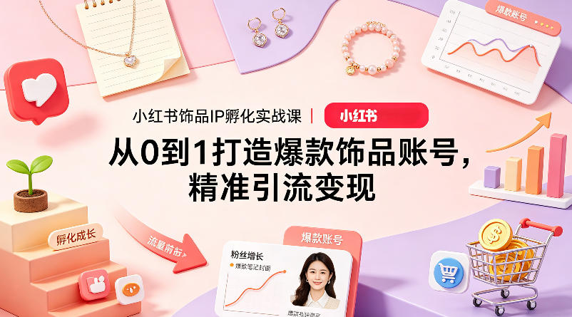 小红书饰品IP孵化实战课｜从0到1打造爆款饰品账号，精准引流变现-二当家网创资源站