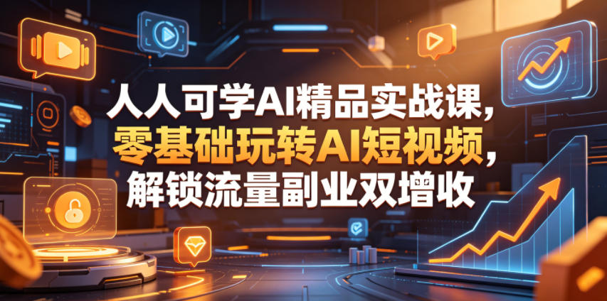 人人可学AI精品实战课，零基础玩转AI短视频，解锁流量副业双增收-二当家网创资源站