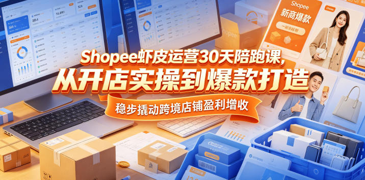 Shopee虾皮运营30天陪跑课，从开店实操到爆款打造，稳步撬动跨境店铺盈利增收-二当家网创资源站