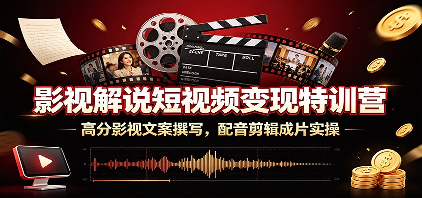 影视解说短视频变现特训营:高分影视文案撰写,配音剪辑成片实操-二当家网创资源站