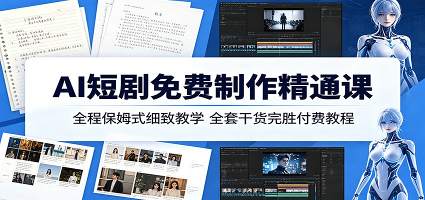 AI短剧免费制作精通课：全程保姆式细致教学，全套干货完胜付费教程-二当家网创资源站