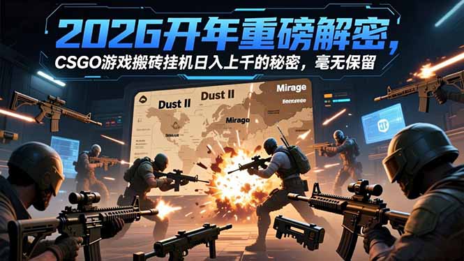2026开年重磅解密，CSGO游戏搬砖挂机日入上千的秘密，毫无保留-二当家网创资源站