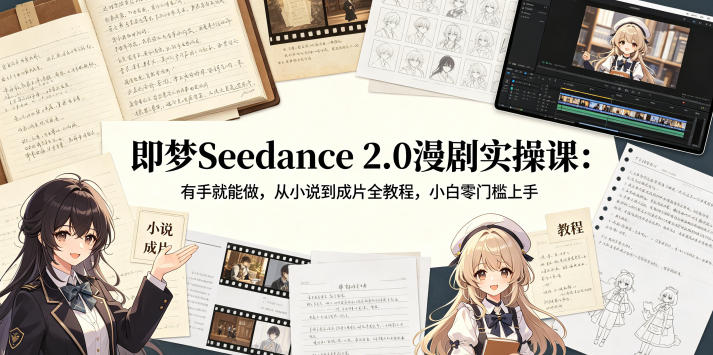 即梦Seedance 2.0漫剧实操课：有手就能做，从小说到成片全教程，小白零门槛上手-二当家网创资源站