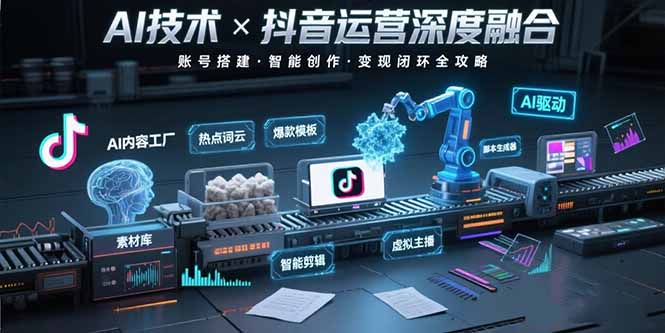 AI技术与抖音运营的深度融合应用：涵盖账号搭建、内容创作、收益变现等-二当家网创资源站