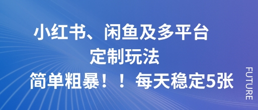 小红书、闲鱼及多平台定制玩法简单粗暴！每天稳定5张-二当家网创资源站