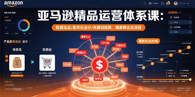 亚马逊精品运营体系课：数据选品/差异化设计/关键词矩阵，爆款孵化全流程-二当家网创资源站