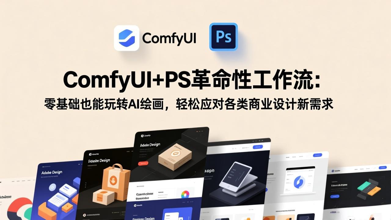 ComfyUI+PS革命性工作流:零基础也能玩转AI绘画,轻松应对各类商业设计新需求-二当家网创资源站
