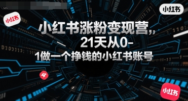 小红书涨粉变现营，21天从0-1做一个挣钱的小红书账号-二当家网创资源站