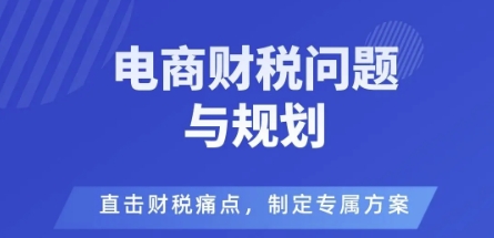 电商企业财税风险与规避，直击财税痛点，制定专属方案-二当家网创资源站