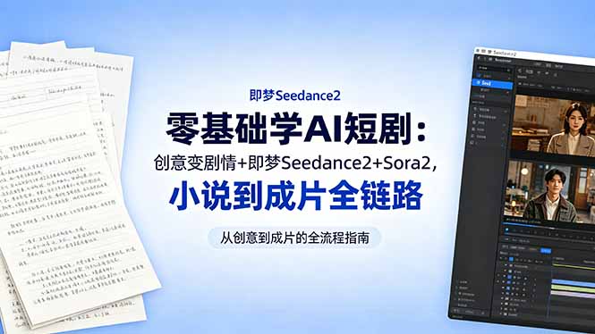零基础学AI短剧：创意变剧情+即梦Seedance2+Sora2，小说到成片全链路-二当家网创资源站