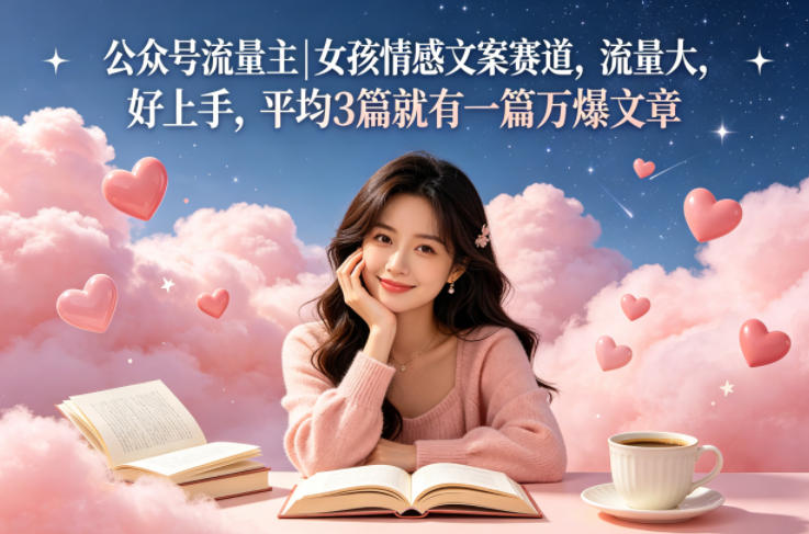 公众号流量主女孩情感文案赛道，流量大，好上手，平均3篇就有一篇万爆文章-二当家网创资源站