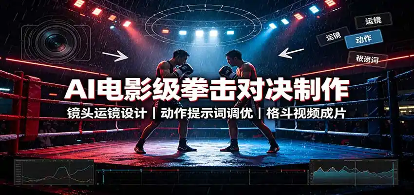 AI电影级拳击对决制作:镜头运镜设计,动作提示词调优,格斗视频成片-二当家网创资源站