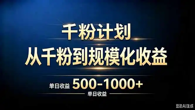 抖音千粉账号计划,从千粉到规模化收益 500-1000+单日收益-二当家网创资源站