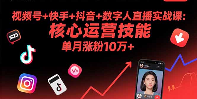 视频号+快手+抖音+数字人直播实战课(9月-二当家网创资源站