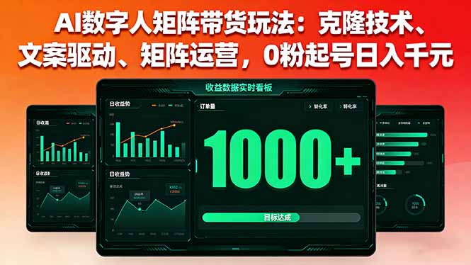 AI数字人矩阵带货玩法：克隆技术、文案驱动、矩阵运营，0粉起号日入千元-二当家网创资源站