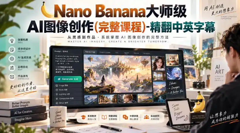 【无水印】Nano Banana大师级AI图像创作(完整课程)-精翻中英字幕-二当家网创资源站