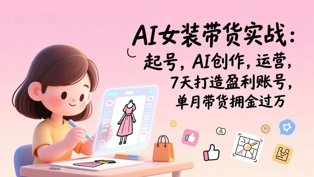 AI女装带货实战：起号，AI创作，运营，7天打造盈利账号，单月带货佣金过万-二当家网创资源站