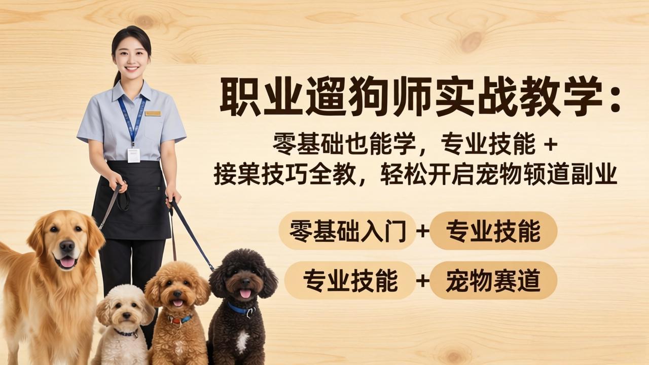 职业遛狗师实战教学：零基础也能学，专业技能 + 接单技巧全教，轻松开启宠物赛道副业-二当家网创资源站