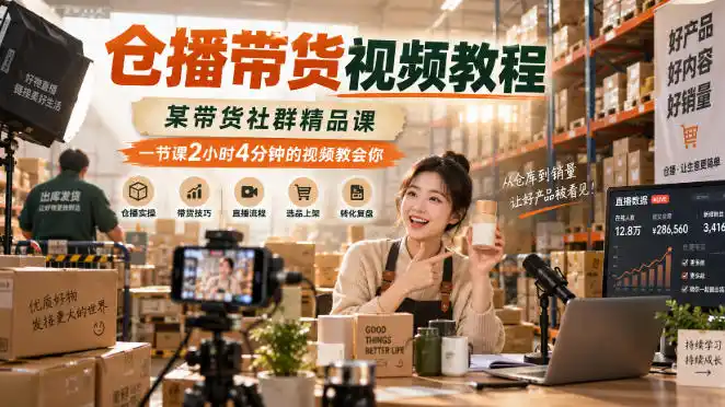 仓播带货视频教程,某带货社群精品课,一节课2小时4分钟的视频教会你-二当家网创资源站
